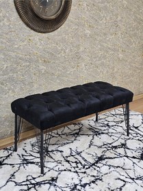 Resim Siyah Boyalı Tel Ayaklı 90 Cm Puf Bench - Puf - Bench - Kasalı Ot Çok Renkli 