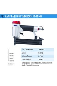 Resim uno air Uno Çivi Tabancası Hafif Başlı 10-32 Mm Unodf32 