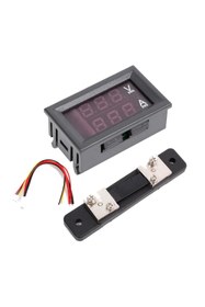 Resim TLS Robotik 0.28 Inç 0-100v 50a Çift Led Kırmızı Voltmetre Ve Mavi Ampermetre (ŞÖNT DİRENÇLİ) 