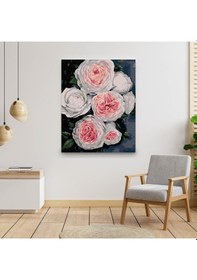 Resim Sayılarla Boyama Seti 40 x 50 CM Tuval Şasesine Gerili Beyaz Güller 