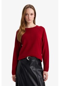 Resim Defacto Yün Karışımlı Regular Fit Bisiklet Yaka Triko Tunik G5867ax25wnrd344 Kırmızı-rd344 