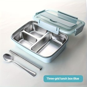Resim Bento kutuları, öğle yemeği kutuları, Sızdırmaz Paslanmaz Çelik Öğle Yemeği Kutusu 3 Bölme ile - Dayanıklı, Kolay Temizlenebilir Öğrenciler ve Ofis Çalışanları için Bento Konteyneri, Mutfak Malzemeleri, Okula Dönüş Hediyeleri, Ev Eşyaları, Taşınabilir Öğle Yemeği Kutuları 
