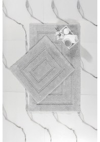 Resim Elart Solid Banyo Halısı Paspas Takımı Pamuklu 2 Adet 60x100 Cm Gri Gri 
