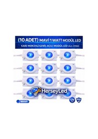 Resim 10 Adet Mavi 5630 X 1 Led Kare Mercekli Geniş Açılı Modül Led Mavi 