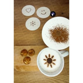 Resim Barista Kahve Süsleme Şablonu, 4'lü Latte Art Seti, Kahve Üstü Sanatsal Desen ve Şekil Yapma Şablonu 