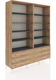 Resim Hyperion Gardrop 10 Raflı 6 Çekmeceli 176x44x221 Çam-antrasit/çam Antrasit/çam 