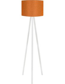 Resim 3 Ayaklı Lambader Kumaş Silindir Başlık Turuncu Beyaz Ayak Ly555 