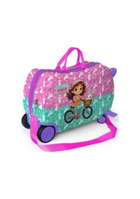 Resim Coral High Kids Mor Pembe Bisikletli Kız Desenli Otur-çek Çocuk Valizi 16356 Pembe 