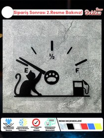 Resim Onur Reklam Kedi Benzin Göstergesi Sticker – Araba Yakıt Espiri Etiketi 