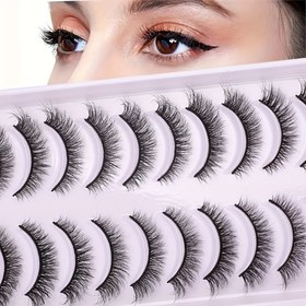 Resim 10 Çift Lüks 3D Kalın ve Doğal Görünümlü Kirpikler - Rahat, Uzatılmış C/D Kıvrım ile Göz Alıcı Son Görünüm 