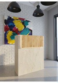 Resim Resital Ledli Karşılama Bankosu G-90 Cm Ofis Kasa Resepsiyon Masası Banko-003-8-6 