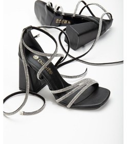 Resim 3 Bantlı Bilek Sargılı Gladyatör Model Siyah Kadın Abiye Ayakkabı-2798-siyah 