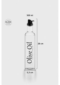 Resim Renga Oslo Yazı Desenli 500 Ml Siyah Kapaklı Cam Yağlık 152002 Siyah 