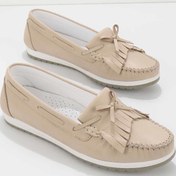 Resim Bambi Bej Leather Kadın Loafer Ayakkabı K01529620703 