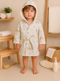 Resim deva design Pamuk Müslin Kumaştan Bebek Bornozu 