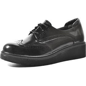 Resim Beety 23BK37.1095 Hakiki Deri Siyah Ortopedik Oxford Kadın Iş Ayakkabı 