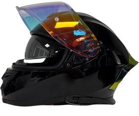 Resim Rivox R1 Gloss Black - Iridium Vizörlü Full Face Kask 