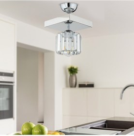 Resim Sabrina Krom Kaplama Plafonyer Kristalli Taşlı Modern Tasarım Kristal Salon Avize 