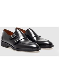 Resim Cabani Hakiki Deri Siyah Açma Çift Tokalı Erkek Klasik Ayakkabı - Siyah 