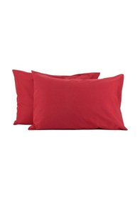 Resim Düz Pamuklu 2'li Yastık Kılıfı 50x70 Cm Kırmızı 