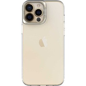 Resim Kzy Apple iPhone 13 Pro Max Kapak Lens Standlı Sararmaz Şeffaf Silikon Kılıf - Gold 