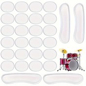 Resim 28Pcs Şeffaf Davul Düzenleyicileri Berrak Davul Tonları Jel Pedleri Silikon Davul Susturucuları Davul Susturma Pedleri Davul Sessiz Pedleri Davullar Cymbals Ton Kontrolü İçin 