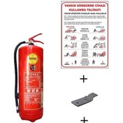 Resim Tüpaş Yangın Tüpü 6 KG + Askı Aparatı + Yangın Tüpü Kullanım Talimatı ve Dübel Vida 4'lü Set 