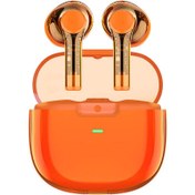 Resim Recci Hi-Fi Ses Kaliteli Kulak İçi Bluetooth Kulaklık Recci REP-W50 Amber Seri Şeffaf Tasarım v5.3 Turuncu 