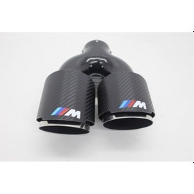 Resim Akrapoviç Çiftli Karbon Egzoz Ucu M Logolu 2x100 Parlak Sağ 