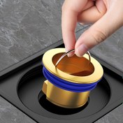 Resim 1 adet Mavi Silikon Contalı Pirinç Banyo Zemin Gideri Anti-Koku Cihazı - Kanalizasyon Deodorantı ve Böcek Önleyici, Mutfak ve Banyo Lavaboları için Kolay Temizlenebilir Tasarım 
