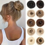 Resim Dağınık Topuz Saç Parçası Dalgalı Kıvırcık Dağınık Saç Topuz Uzantıları Elastik Bantlı 1 adet Çok Yönlü Sentetik Saç Chignon Kadınlar Kızlar için 