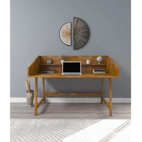 Resim Mely Doğal Ahşap Çalışma Masası Meşe Renk 
