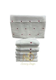 Resim Lubow Love Beyaz Kırmızı Nakışlı 70x140 6'lı Havlu Seti - Ysno-260676 Renkli 