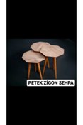 Resim İNCİR HOME CONSPET Petek Çam Desenli Ahşap 3 Lü Sehpa 