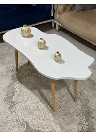 Resim Asimetrik Bulut Model 120x60 Cm Ahşap Oval Ayaklı Beyaz 