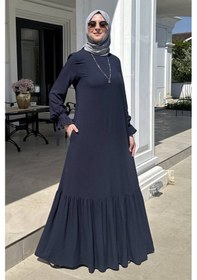 Resim Rabia Şamlı Irmak Elbise Lacivert Normal 