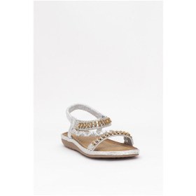 Resim Guja 25y152-1 Kadın Taşlı Düz Sandalet Gümüş Gümüş 