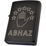 Resim Abhaz Bayrak Figürlü Benzinli Çakmak Siyah 