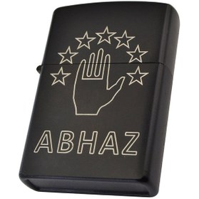 Resim Abhaz Bayrak Figürlü Benzinli Çakmak Siyah 