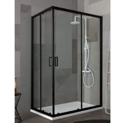 Resim Özel Duş Özeldus 90 x 120 cm Dikdortgen Duşakabin H180 Siyah Profil 5 mm Seffaf Cam (Teknesiz) 