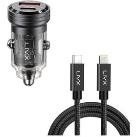Resim Transparent 45w Pd/qc Mini Araç Şarj Cihazı Ve 50cm İphone Uyumlu Hızlı Şarj Kablosu L35 - Blt-50 