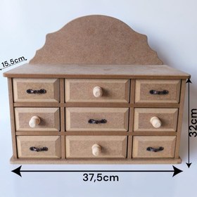 Resim Ahşap-boyanabilir-9çekmeceli-çok Amaçlı Takı Ve Makyaj Kutusu 