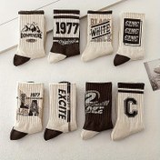 Resim 4/8 Çift Erkek Vintage Tarzı Çoraplar, Moda Aksesuarları, Alfabe Deseni, Nötr, Rahat, Dış Mekan, Basketbol, Spor, Dayanıklı, Polyester %100, 440g/m², Elde Yıkanabilir veya Profesyonel Kurutma, Örgü Kumaş 