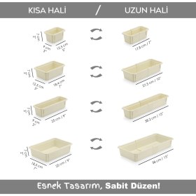 Resim 6'lı Ayarlanabilir Kaşıklık Seti - Uzayabilen Çekmece Içi Modüler Düzenleyici Mutfak Organizer Bej 