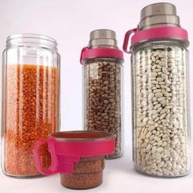 Resim Digithome Herevin 3 Lü Ölçü Kaplı Kavanoz Seti Pembe 1,43 Lt 131392-560 C1-1-139 