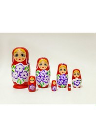 Resim Mobgift Ahşap Tombul Iç Içe Matruşka Bebek 7li Set Kırmızı 