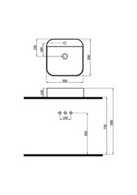 Resim Newarc 515050BT Loft Batarya Delikli Tezgah Üstü Lavabo 