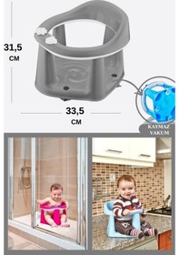 Resim Flosoft Vakumlu Bebek Banyo & Mama Oturağı + Silicolife 2 Adet Silikon Mama Kaşığı Hediye Gri 