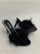 Resim mikay shoes Tüylü Topuklu Gelin Çeyiz Nişan Parti Terliği 