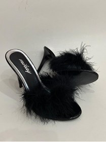 Resim mikay shoes Tüylü Topuklu Gelin Çeyiz Nişan Parti Terliği 